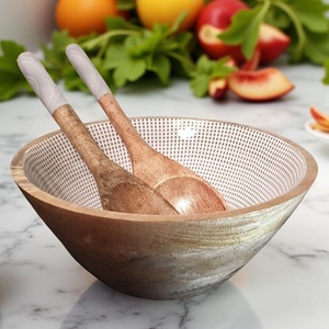 Bol à salade rond naturel en bambou, bols en bois de coco, design attrayant, décoratif, pour servir les aliments - Product Image 1