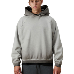 Sudadera extragrande de felpa francesa 100% algodón para hombre, sudaderas con capucha con efecto desgastado y lavado ácido para hombre. - Product Image 2