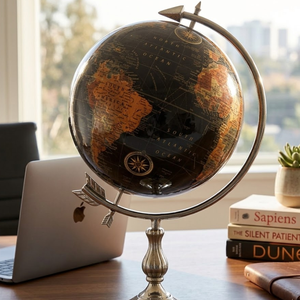 Globo Terráqueo de Escritorio Ejecutivo de Lujo con Base de Aluminio |   Globo Terráqueo Educativo con Mapa Detallado del Mundo para Oficina y Decoración del Hogar - Product Image 5