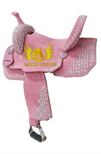 Custom Turquoise Leather Crystal Handmade Genuine Leather Show Saddle Durable Western English Barrel Saddle for Horse Racing - Product Image 4