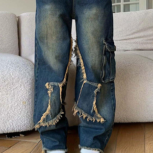 Jeans à jambes larges pour femmes de haute qualité OEM ODM, taille haute, coupe ample, pantalon en denim décontracté, streetwear tendance - Product Image 5