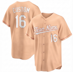 Ropa Deportiva al por Mayor, Jersey de Béisbol Personalizado Color Durazno para Hombre, con Botones, Diseño de Logotipo de Club o Equipo, Ajuste Atlético - Product Image 1