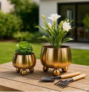 Juego de macetas modernas de estilo estudio con patas de bola, florero decorativo para interiores, regalo de inauguración de casa - Product Image 4