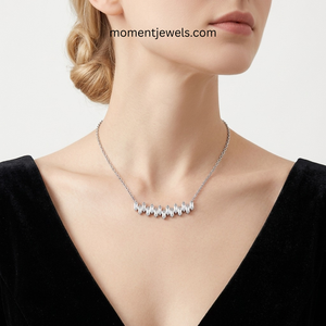 925 Sterling Silver Moissanite <b>Necklace</b> for Women Waterproof Non Tarnish Geometric Pendant Choker Jewelry - Product Image 2