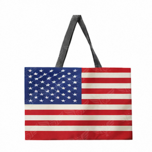National Flag Printed Tote Bags Reusable <b>Canvas</b> Shopping Bags with <b>Long</b> Handles for Travel Gifts & Promotion Wholesale - Product Image 2