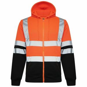Premium Men's Winter Hi-Vis <b>Zip</b> Workwear Hoodie Lime Yellow Black Safety Sweatshirt Reflective Tape Full-<b>Zip</b> <b>Hooded</b> Customizable - Product Image 6
