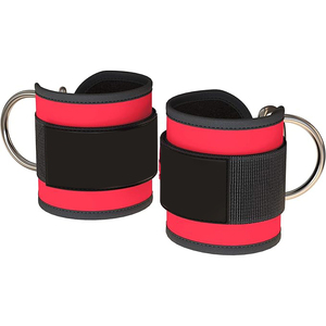 Gym Weight Lifting Neoprene Red And Black Nylon Hook And Loop Cotton Material <b>Adjustable</b> <b>Strap</b> OEM Design <b>Straps</b> Ankle Support - Product Image 2
