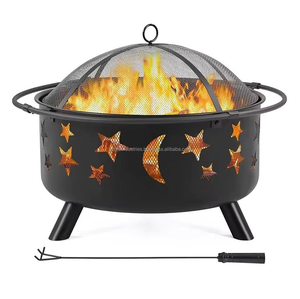 Pozo de fuego de hierro con soporte y cubierta de malla Pozo de fuego de forma redonda de Calidad exclusiva para uso en interiores y exteriores - Product Image 3