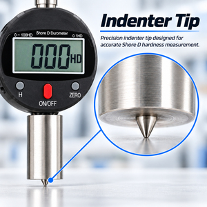 เครื่องทดสอบความแข็งแบบดิจิตอล Shore D Durometer 0-100HD พร้อมหัววัดโลหะ, จอ LCD สำหรับยางแข็งและเรซิน, กระจก - Product Image 5