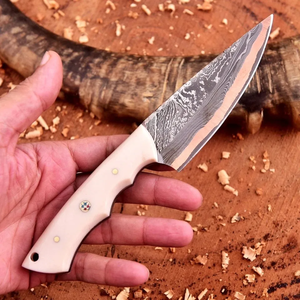 Cuchillo de Caza y Camping LEGACY BLADES de Acero de Damasco y Cobre, Hoja Fija, Punta Caída, Mango de Madera, Hecho a Mano, Grado Industrial, 3 Años de Garantía - Product Image 3