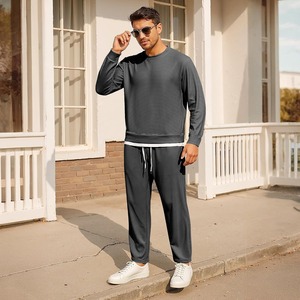 Stylish Unisex <b>Jogger</b> <b>Set</b> 2 Piece Premium Crewneck Sweatshirt Sweatpants Casual Lounge Activewear <b>Matching</b> Tracksuits - Product Image 2