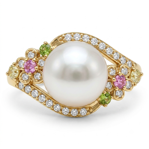 แหวนมุกน้ำจืดธรรมชาติขนาด 8.0-8.5 มม. จาก LY Thailand Jewelry Wholesale ประดับอัญมณีหลากสีสัน ดีไซน์เพชร เหมาะสำหรับเป็นของขวัญสำหรับเจ้าสาว - Product Image 1