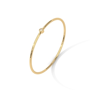 14K <b>Gold</b> Plated Diamond <b>Bangle</b> Open Bracelet Round Brilliant Cut Bezel <b>Set</b> Slim Jewelry Gift - Product Image 3