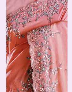 เสื้อไหมออร์แกนซ่าผ้าโปร่งบางแท้พร้อมด้ายปักเลื่อม zari สำหรับใส่ทำงานและงานสไตล์อินเดียสำหรับผู้หญิงสำหรับงานแต่งงานและปาร์ตี้ - Product Image 1