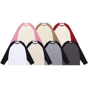 Unisex <b>Raglan</b> <b>Sleeve</b> <b>Long</b> <b>Sleeve</b> <b>T</b>-<b>Shirt</b> Crew Neck Solid Color Casual Knitted 100% Cotton Regular Fit Autumn Wear - Product Image 3