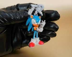 Pendentif Personnalisé Super Sonic Cartoon en Moissanite VVS, Pendentif Personnalisé Lettre Cartoon en Argent 925, Breloques Initiales - Product Image 4