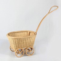 Poussettes pour poupées, poussettes en rotin, chariots écologiques à tirer, poussettes à pousser