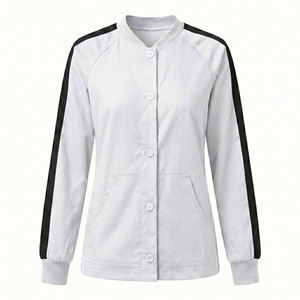 Veste médicale à prix d'usine pour femme, uniforme d'infirmière à boutons-pression, manteau de réchauffement, veste de travail personnalisée OEM style sportif pour hôpital - Product Image 6