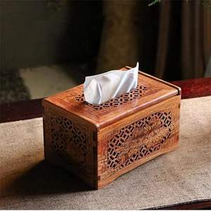 Boîte à mouchoirs en bois au design unique, porte-serviettes de qualité supérieure en bois véritable, option de logo personnalisé - Product Image 3