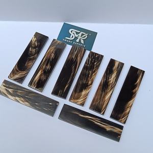 Plaques de matériau exotique en corne de buffle à rayures dorées pour manches de couteaux pliants, lames fixes et projets DIY - Product Image 3
