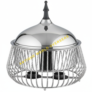 Casserole de luxe en acier inoxydable avec support en métal noir, couvercle en dôme, chauffe-plats isolé, extérieur thermolaqué, diamètre 28 cm - Product Image 2