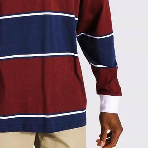 Camisas de polo de rugby clásicas para hombre, 100% algodón, manga larga, diseño a rayas, logotipo bordado, corte regular, con botones. - Product Image 4