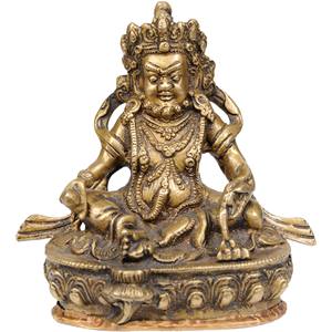 Ídolo de latón Kubera Budista Tibetano de 5 pulgadas hecho a mano en la India para regalar artefactos de escultura - Product Image 1