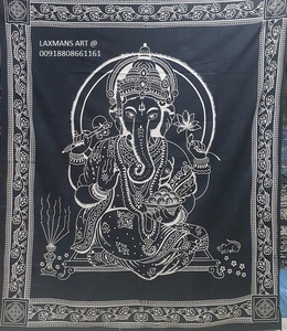 ผ้าปูเตียงพิมพ์ลายช้างคอจีนสีดำและขาวใหม่ผ้าปูเตียงขนาดควีนไซส์/ที่แขวนติดผนังขายส่งจากอินเดีย - Product Image 1