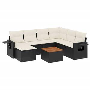 Ensemble de canapés de jardin en rotin PE noir et blanc crème, 8 pièces - Product Image 2