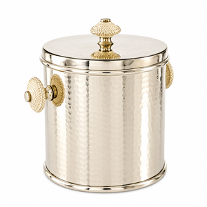Seau à glace de luxe à double paroi isolé pour champagne et vin, avec bouton doré, en acier inoxydable martelé, prix le plus bas - Product Image 1