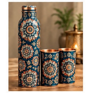 Juego de Botellas de Agua de Cobre con Diseño Floral, Estilo Estético, Portátiles para Viajes y Uso Diario - Product Image 6