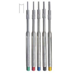 Juego de Osteótomos Dentales de 5 Piezas, Acero Inoxidable, Cóncavos, Instrumentos Quirúrgicos Manuales, Empuñadura Moleteada, Múltiples Colores, Clase I - Product Image 1