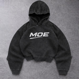 Sudaderas con Capucha Cortas Vintage Lavadas al por Mayor para Hombre, Estilo Urbano, Logotipo Personalizado, Fabricante OEM, Proveedor, Fábrica, Vendedor, EE. UU. - Product Image 1