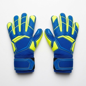 Blue And Yellow Football Goalkeeper Gloves <b>Full</b> Finger Non <b>Slip</b> Breathable Adjustable Wrist Strap Unisex Sports Glove - Product Image 1