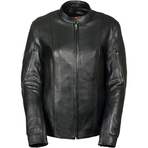 Chaqueta de Motociclista Casual de Cuero Negro Premium para Mujer SAMROZ SPORTS - Product Image 1