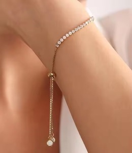 Customized Round Shape Moissanite Diamond <b>Bracelet</b> Bezel Setting 18K White Gold Diamond <b>Bracelet</b> for Both Men and Women - Product Image 1