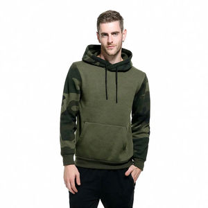 Sudadera con Capucha para Hombre, Manga de Camuflaje, Forro Polar, Estilo Casual para Otoño, con Bolsillo, Corte Regular - Product Image 4
