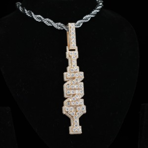 Vertical Letter Iced Out Custom Moissanite Name <b>Pendant</b> Hip Hop Two Tone <b>Initial</b> Letter 925 <b>Silver</b> GRA Certified Diamond <b>Pendant</b> - Product Image 4
