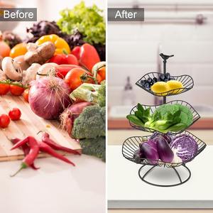 Cesta de Hierro Fundido Negra de 3 Niveles, Ecológica y Hecha a Mano, para Frutas y Verduras, Organizador Multiusos para Encimera - Product Image 5