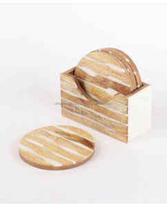 Posavasos de madera de forma redonda al por mayor, posavasos hecho a mano de alta calidad, posavasos con estilo indio - Product Image 5