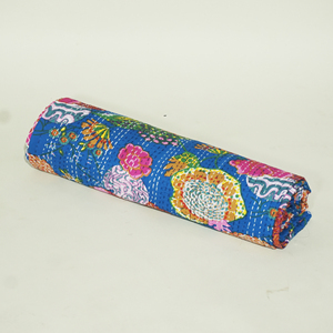 Colcha Kantha india hecha a mano con estampado floral, manta reversible de algodón, colcha vintage de patchwork para el hogar y hoteles - Product Image 2