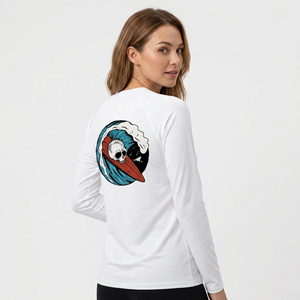 T-shirt à manches longues pour homme avec imprimé crâne sur le dos, séchage rapide, jersey décontracté, blanc - Product Image 2