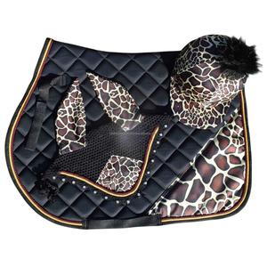 Conjunto de sombrero de seda con estampado de jirafa y almohadilla para silla de montar a juego - Product Image 3