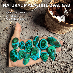 Malaquita Verde Natural de Calidad 100%, Corte Ovalado, Cabujón con Tratamiento Térmico, Efecto Ojo de Gato, para Joyería, Marca Chakralume, Rajasthan - Product Image 3