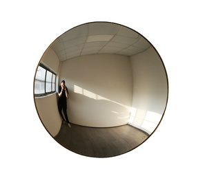 <b>Silver</b> Convex <b>Mirror</b> with Brushed Brass <b>Frame</b>, Hand Crafted, Wall <b>Mirror</b> - Product Image 1