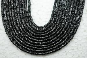 Perles en spinelle noire naturelle, forme de pneu lisse, perles en vrac pour la fabrication de bijoux, vente en gros - Product Image 2