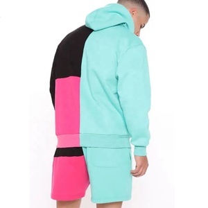 <b>TRI</b> PRO SPORTS <b>Mens</b> Color Block Patchwork Hooded Sweatshirt <b>Shorts</b> Tracksuit Set Casual Two Piece Outfit - Product Image 5