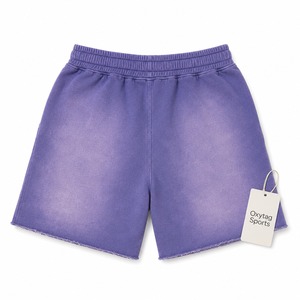 Shorts de survêtement personnalisés pour hommes, style vintage, en molleton délavé à l'acide, avec ourlet brut, coupe oversize, cordon de serrage, en French Terry épais, décontractés - Product Image 3