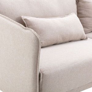 Modern Beige Fabric 3 Seater Office Living Room Sofa Couch with 2 Metal Leg Cushions - Product Image 4