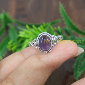 Bague en améthyste violette, bague en pierre précieuse, bague en pierre violette, bague en argent 925, bague minimaliste pour femmes - Product Image 2
